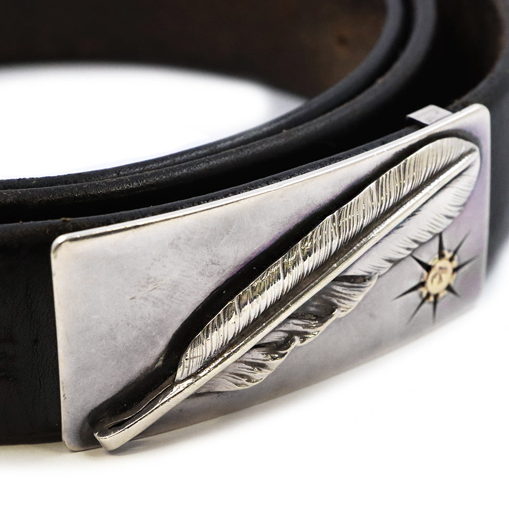 ゴローズ【 goro's 】プレーン特大フェザー付き角バックルベルト